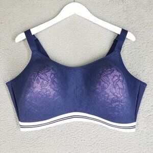 Cacique Scoop Lace Bra Women's 44DDD No-Wire Blue Comfort Lightly Lined Stretch